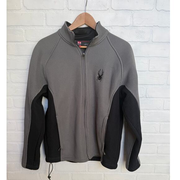 SPYDER Men's Core Sweater Knit Jacket Grey Black Insulated Zipper Pockets sz M - Picture 1 of 11